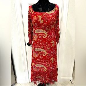 VINTAGE RENE DERHY Designer Dress, Red Paisley